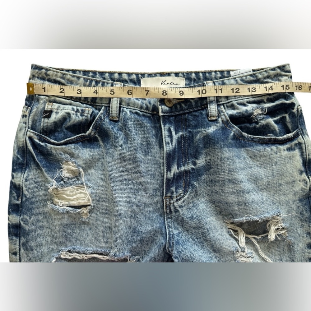 Kancan Collie High Rise Distressed Frayed Ankle Hem Mom Jeans Size 7 / 27 - Picture 8 of 10
